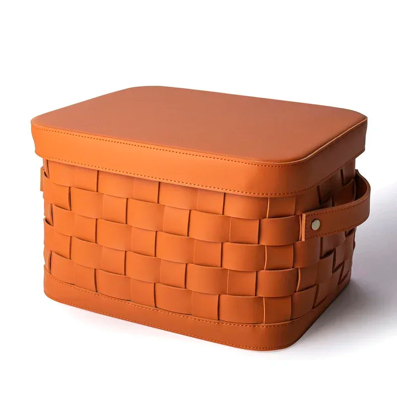 Panier de rangement en cuir tressé – Boîte de rangement décorative de luxe