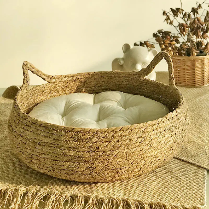 Panier pour chat en paille tressée | Pour chat jusqu'à 7,5 kg