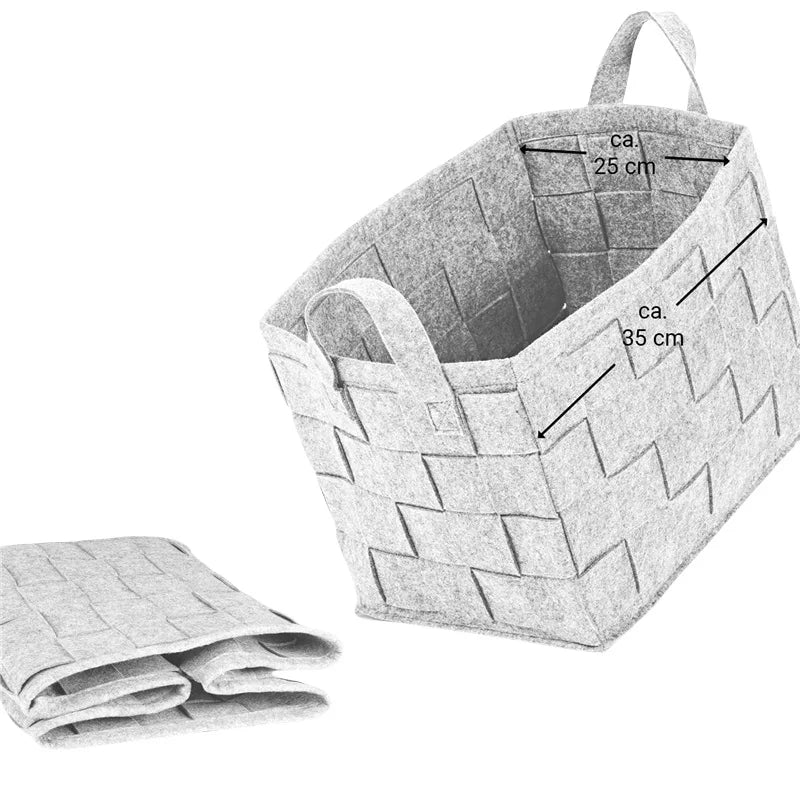 Panier de Rangement en Feutre Recyclé. Grande Capacité, Écologique