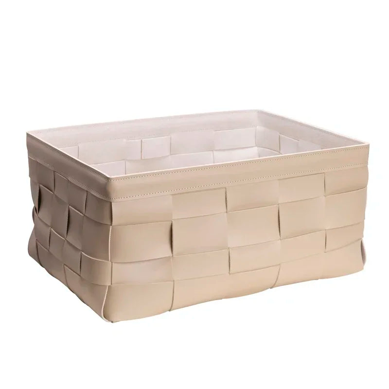 Panier de rangement en cuir tressé – Boîte de rangement décorative de luxe
