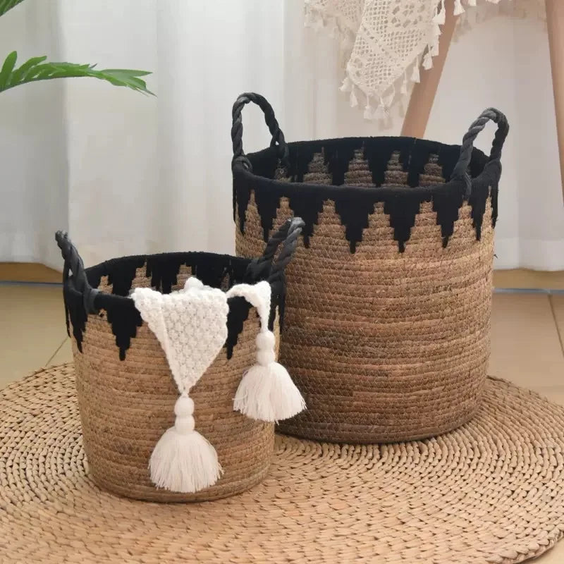 Panier tressé en fibres naturelles – Cache-pot, rangement et déco