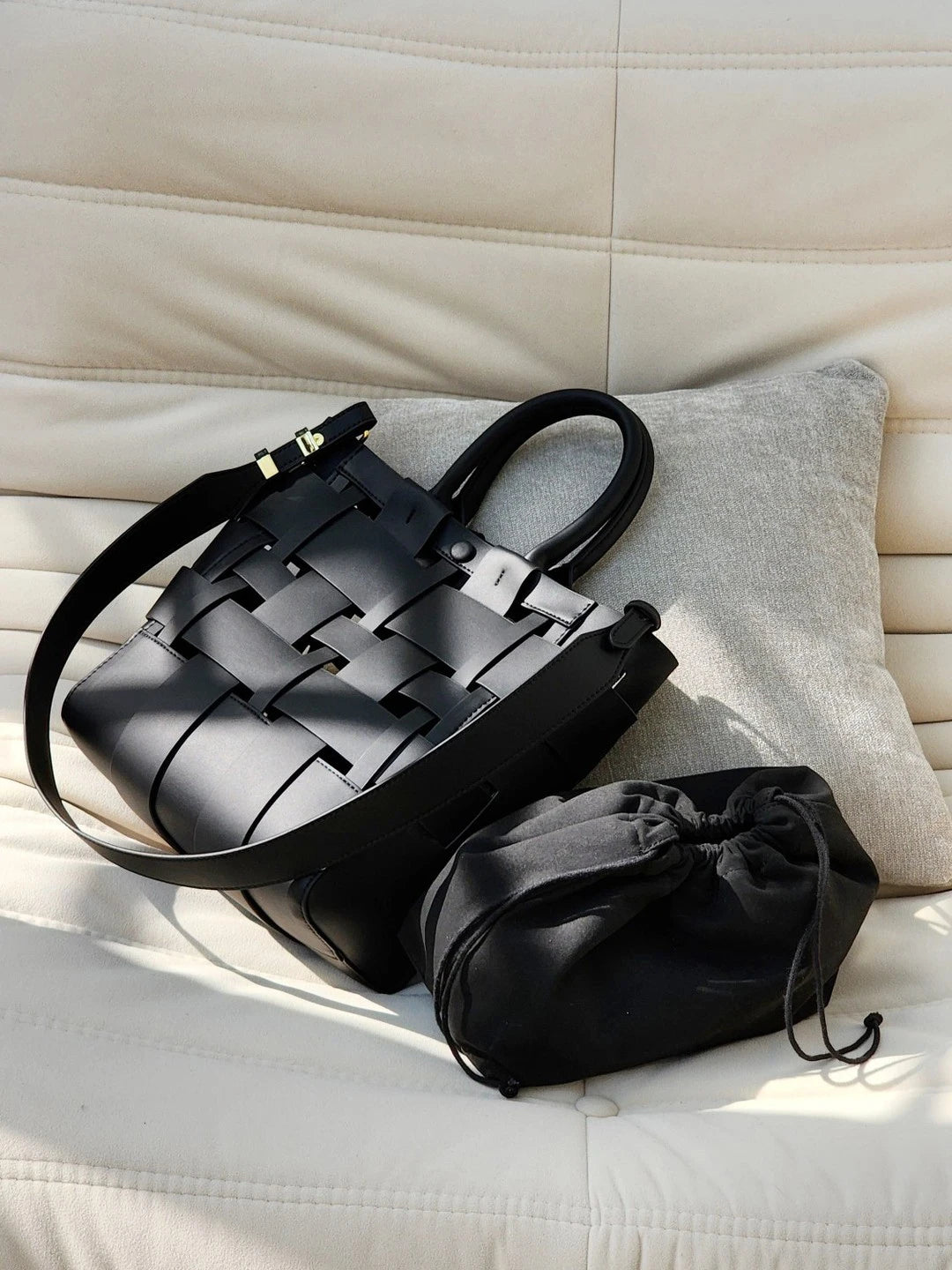Sac en cuir tressé pour femme – Sac bandoulière haut de gamme