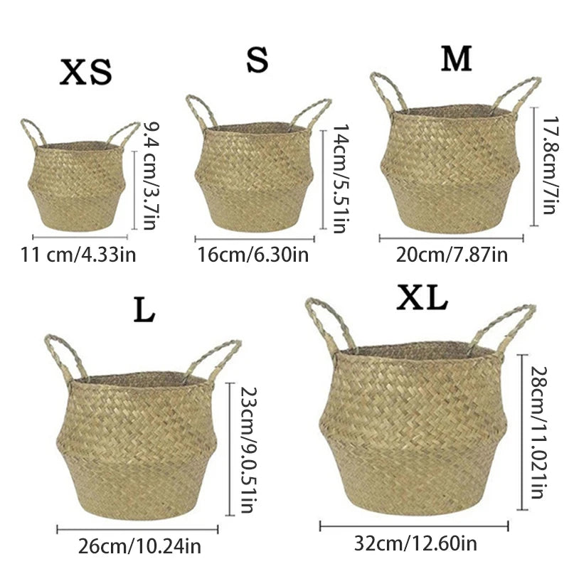 Panier pliable en jacinthe d'eau tressé | Cache Pot