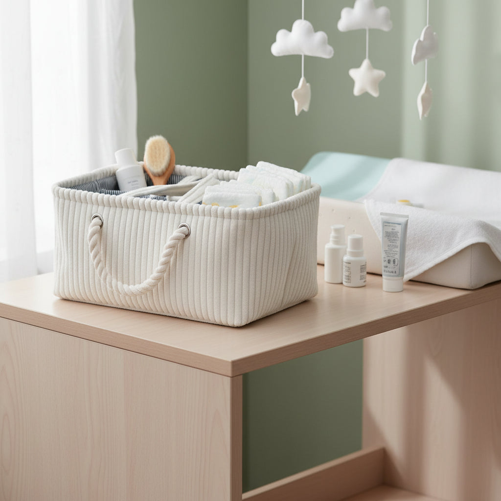 Panier de rangement pour couches et accessoires bébé