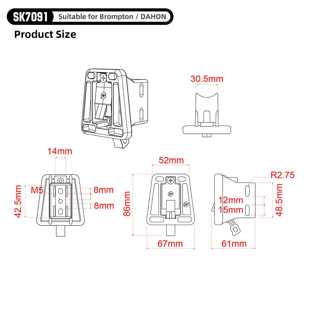 Support de fixation rapide pour sacoche de vélo Rhinowalk