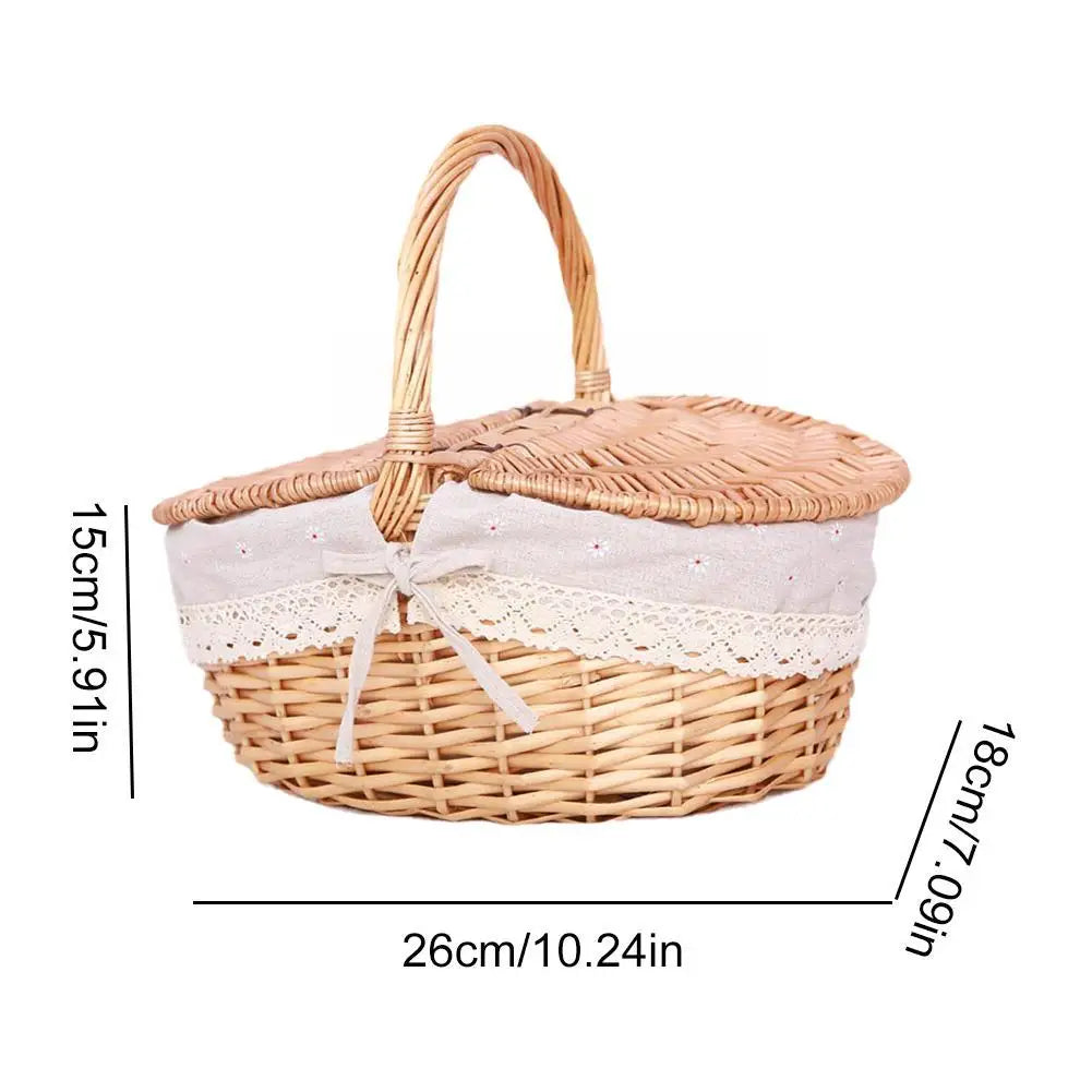 Panier pique-nique en osier avec doublure coton