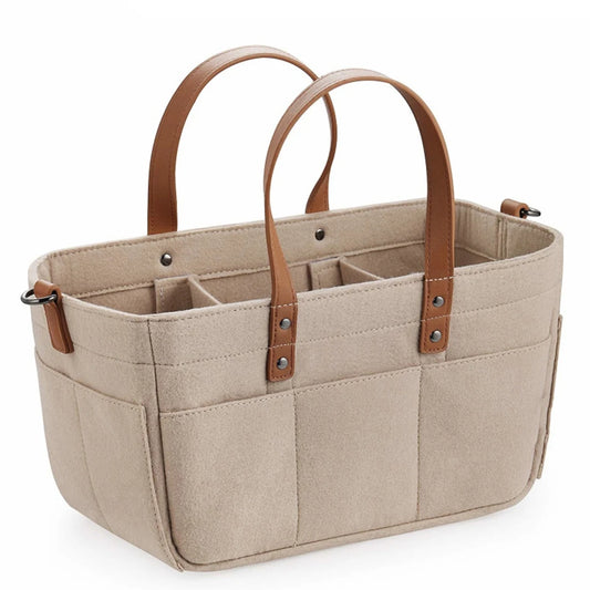 Organisateur de couches en feutrine avec poignée cuir