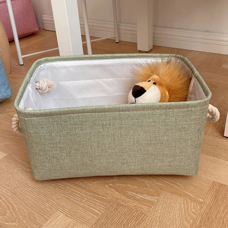 Panier de rangement en lin et coton – Organiseur pliable avec poignées