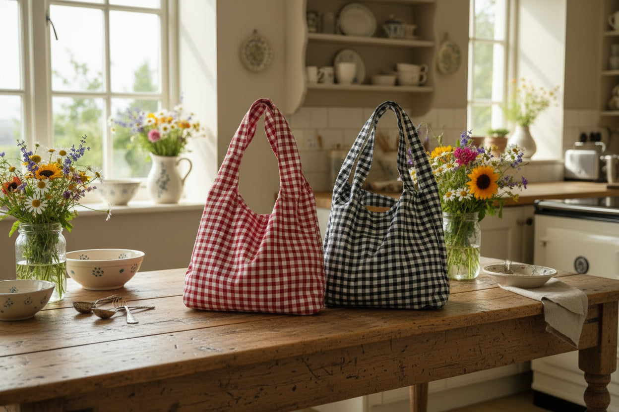 Tote Bag "Campagne Chic" – Motif Vichy & Coton Doux