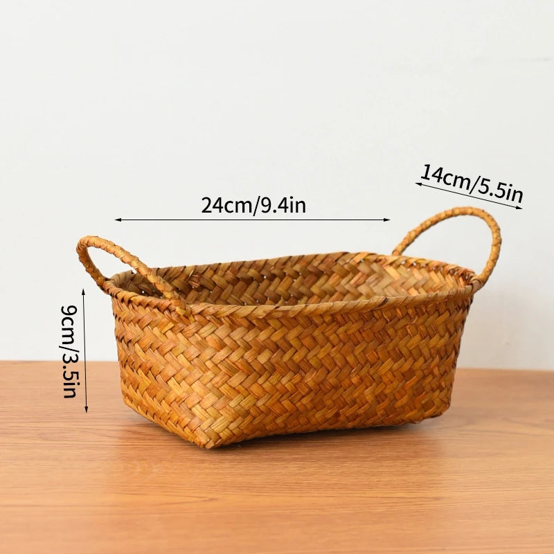 Panier rectangulaire en osier naturel tressé à la main – Idéal déco et rangement