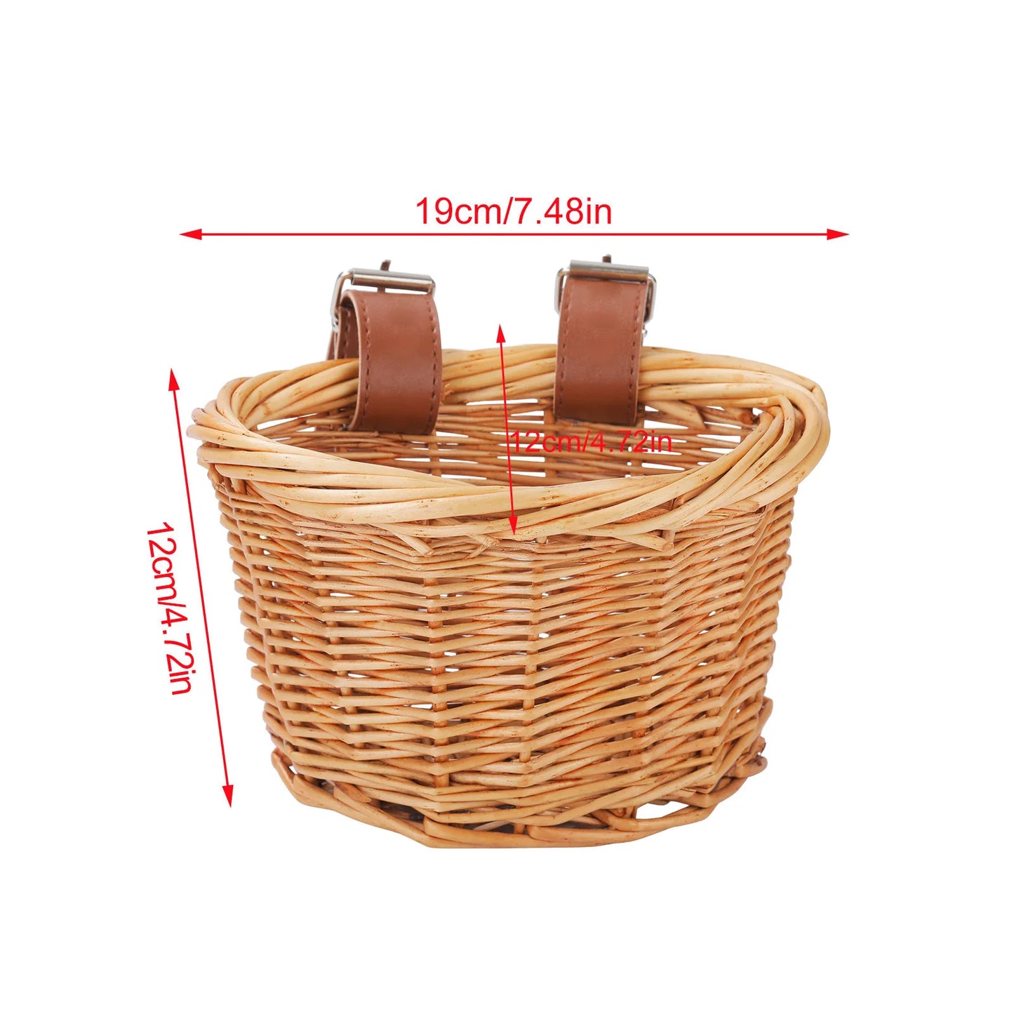 Panier vélo enfant en osier naturel tressé à la main.