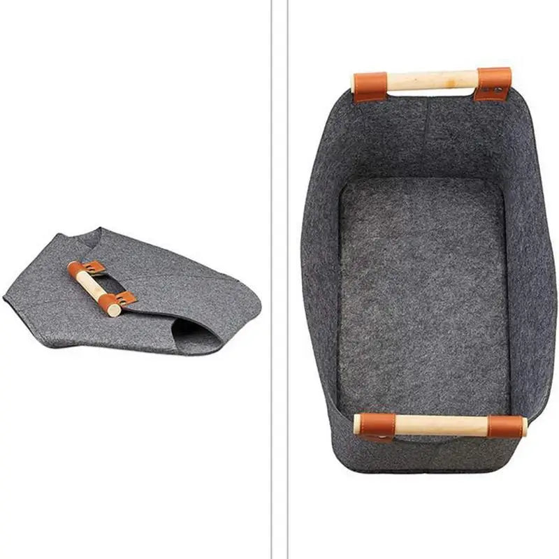 Panier à bûches en feutre – Elégant, 3 tailles, multi-usages, pliable.