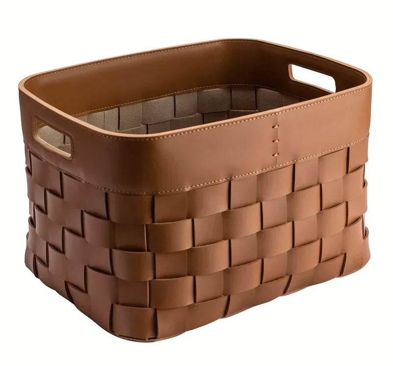 Panier de rangement en cuir tressé – Boîte de rangement décorative de luxe