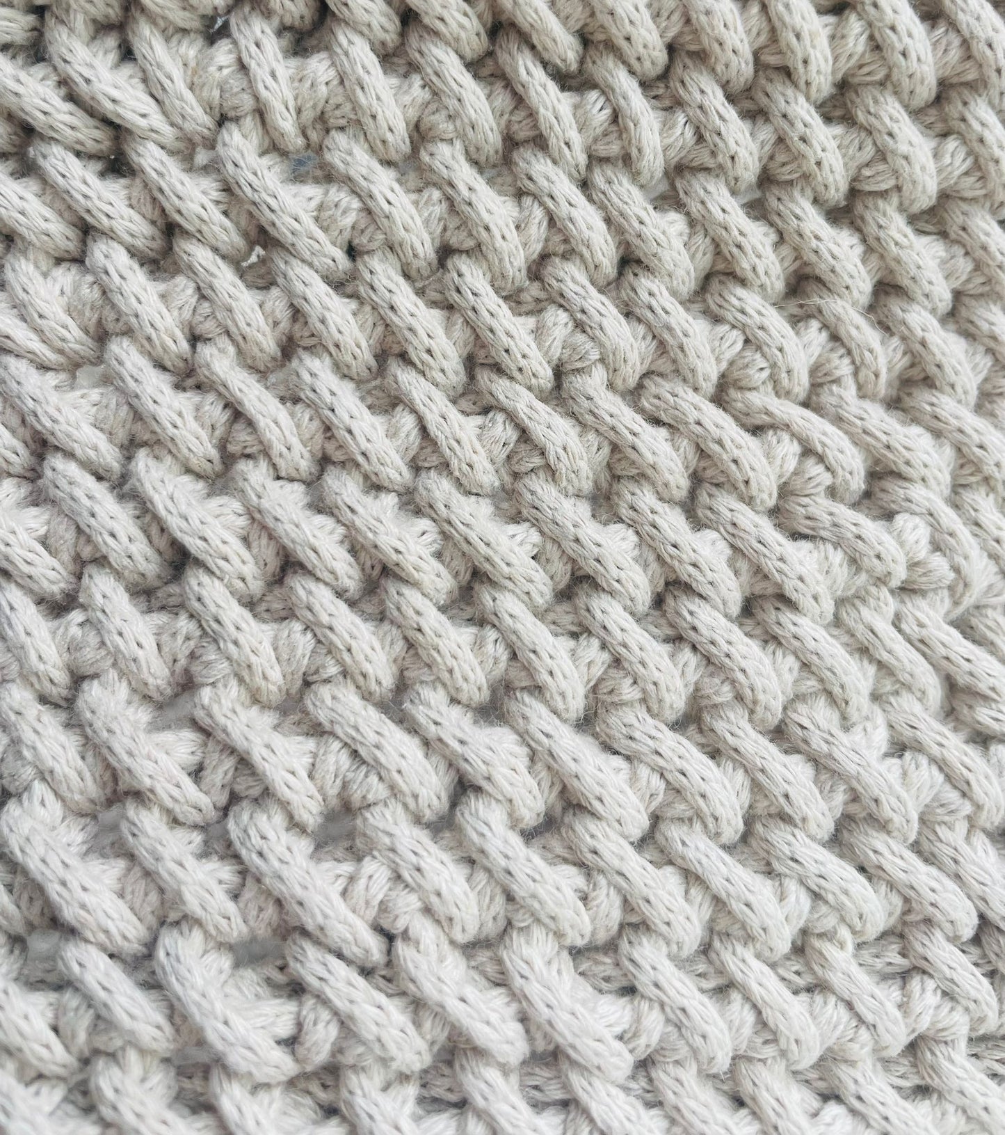 Panier corde de coton, vue macro pour définition du point tissé